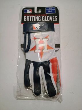 Houston Astros Youth Batting Gloves - White Navy Orange Size M/L